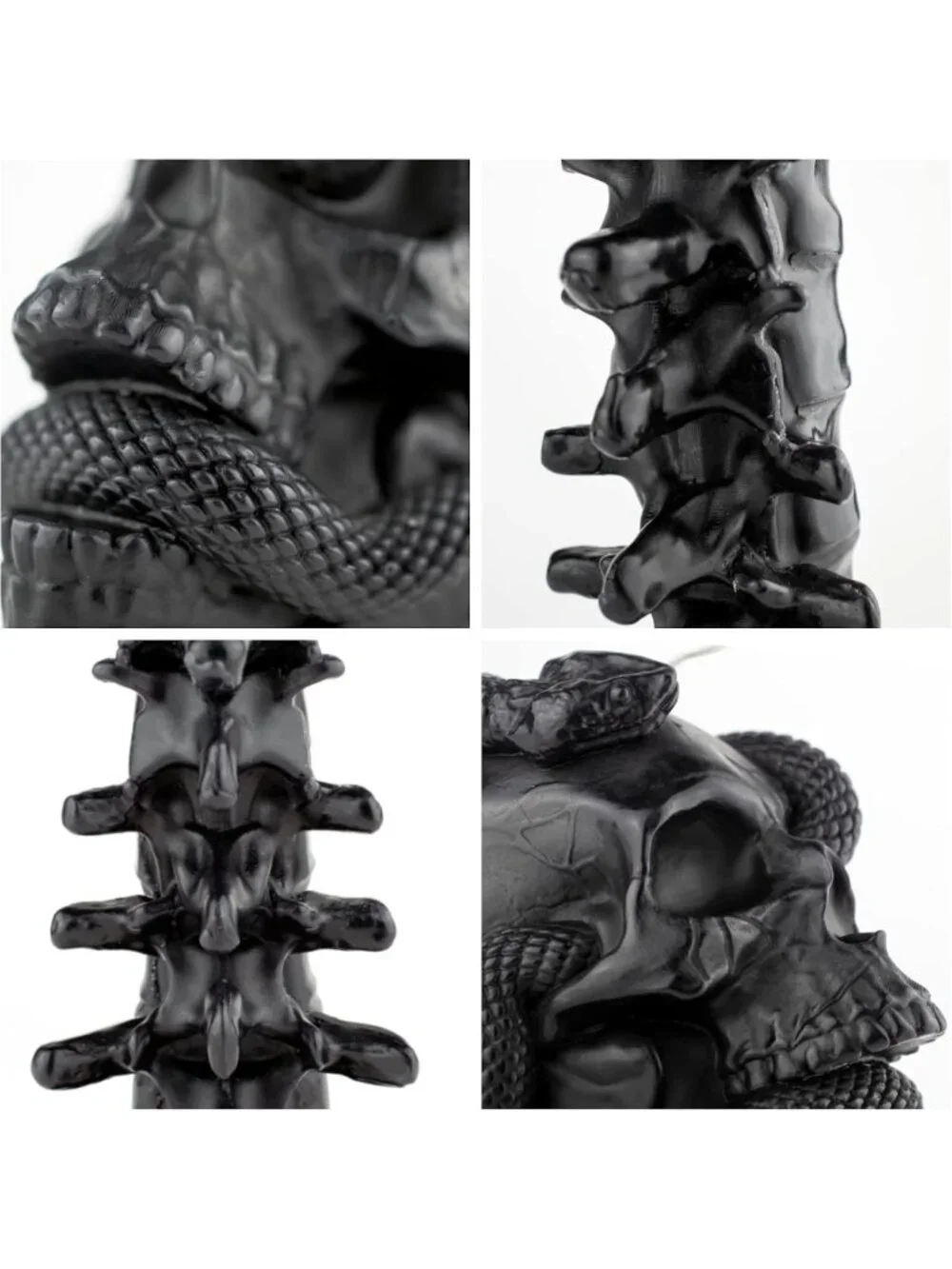 Gothic Skull Candle Set with Snake & Spine in Coffin - Spooky Halloween Decor